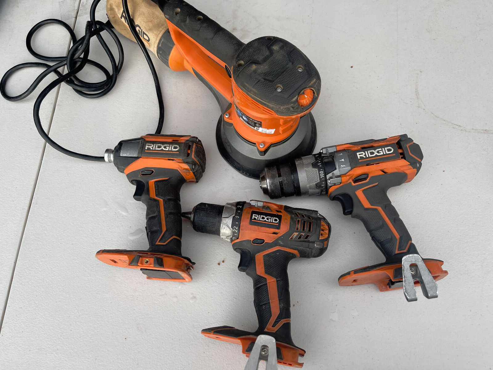 ridgid hammer drill impact chuck and sander lot of 4 cordless 18 volt
