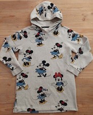 Disney Store Minnie Mouse All Over Hooded Sweatshirt Womens Sz Medium Long Gray