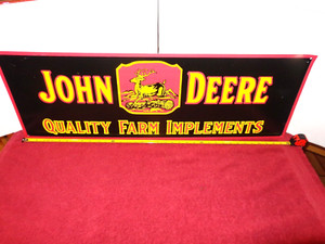 36x12 in JOHN DEERE QUALITY FARM IMPLEMENTS ADVERTISING SIGN THIN  METAL - X 89