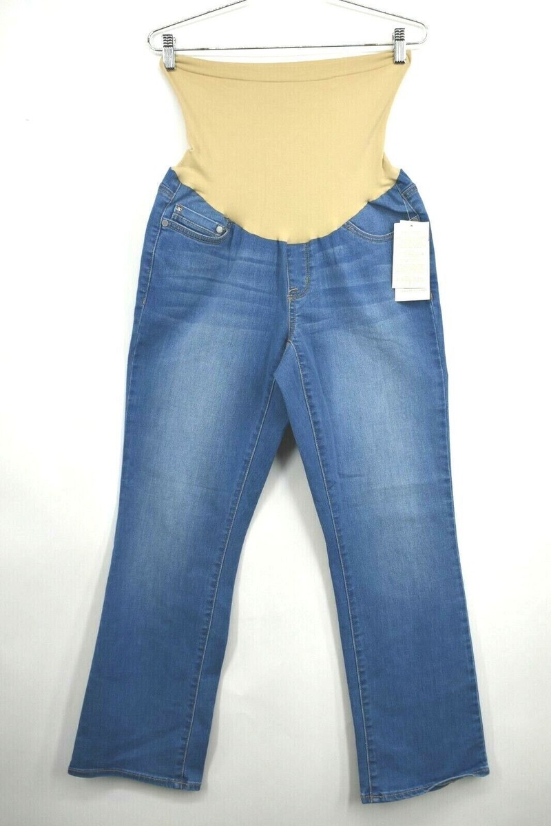 Seven7 Womens Maternity Flared Boot Cut Cropped Med Wash