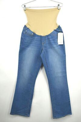 Seven7 Womens Maternity Flared Boot Cut Cropped Med Wash Denim