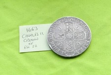 1663 Silver CROWN Coin King Charles II (1660-1685) 29.41 grams ESC 22