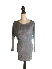 Rebel Chic Womens Mini Dress Small Ribbed Knit Gray Y2K