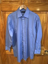 Stafford Mens Dress Shirt Size 16 1/2 16.5 32-33 Blue Button Down Long Sleeve