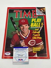 Pete Rose Cincinnati Reds Signed Autograph Aug. 19, 1985 TIME Magazine PSA DNA