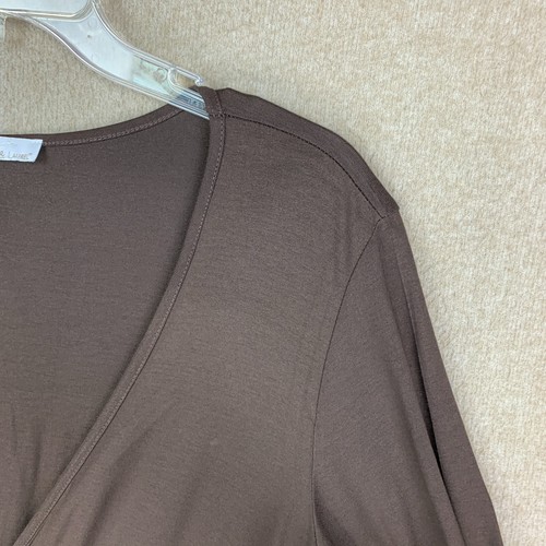 Lucy Laurel langärmelige Damen-Krawatte XL braun V-Ausschnitt gesmockt vorne - Bild 18 von 18