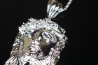 ESTATE: 925 STERLING SILVER XXL MASSIVE Jesus BAGUETTE Lab Sim VVS1 Pendant — photo 6