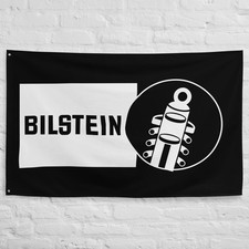 Bilstein Black White Flag 3x5 ft Garage Banner Man Cave Wall Decor