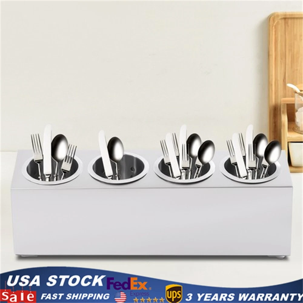 4 holes Stainless Steel Kitchen Holders Cylinder Flatware Utensil Organizers