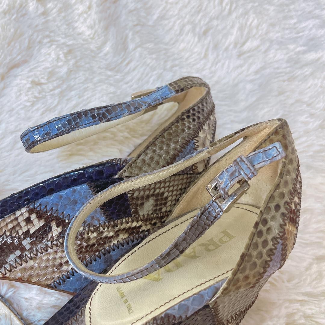 Prada Authentic Python Print Wedge Sandals Women'… - image 11