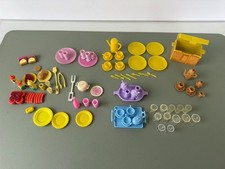 Vintage Barbie Miniature Food Dishes Tea Sets Picnic Basket Cooler Large Lot