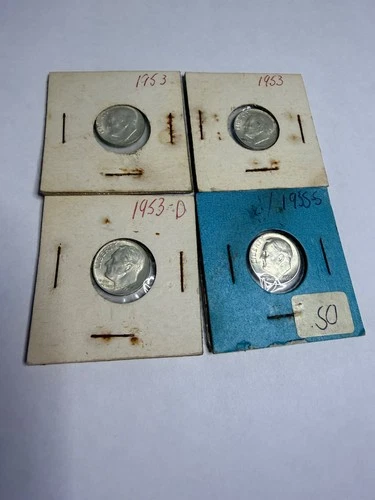 1955-S. BU  Roosevelt Dimes x 4 90% Silver Gem  1953 D 1953 x2 you get 4 LOT