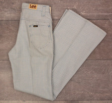 VTG Women's 70s Light Blue  White Gingham Lady Lee High Waist Pants Sz 29 1970s
