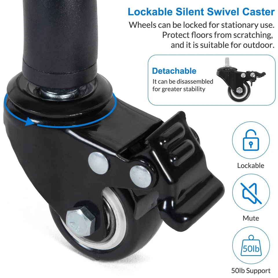 Laptop Tripod on Wheels with 2 Shelves, Portable Projector Floor Stand Adjust... - Imagem 4 de 4