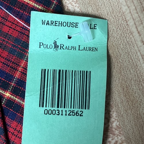 Polo by Ralph Lauren Plaid Necktie, Red Navy Green & Yellow, Hand Made USA ๐บ๐ธ - Picture 3 of 11