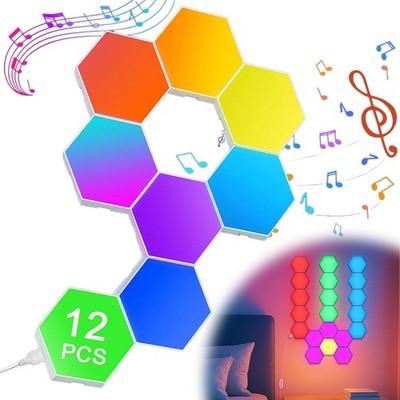 12er Set Hexagon LED Panel RGB Sechseck Wandleuchte Gaming Wand Licht Musik Sync