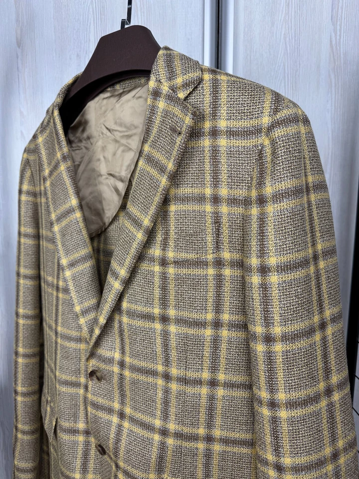 Blazer Lardini 2 botones lana lino sin forro a cuadros Foto 4 de 4