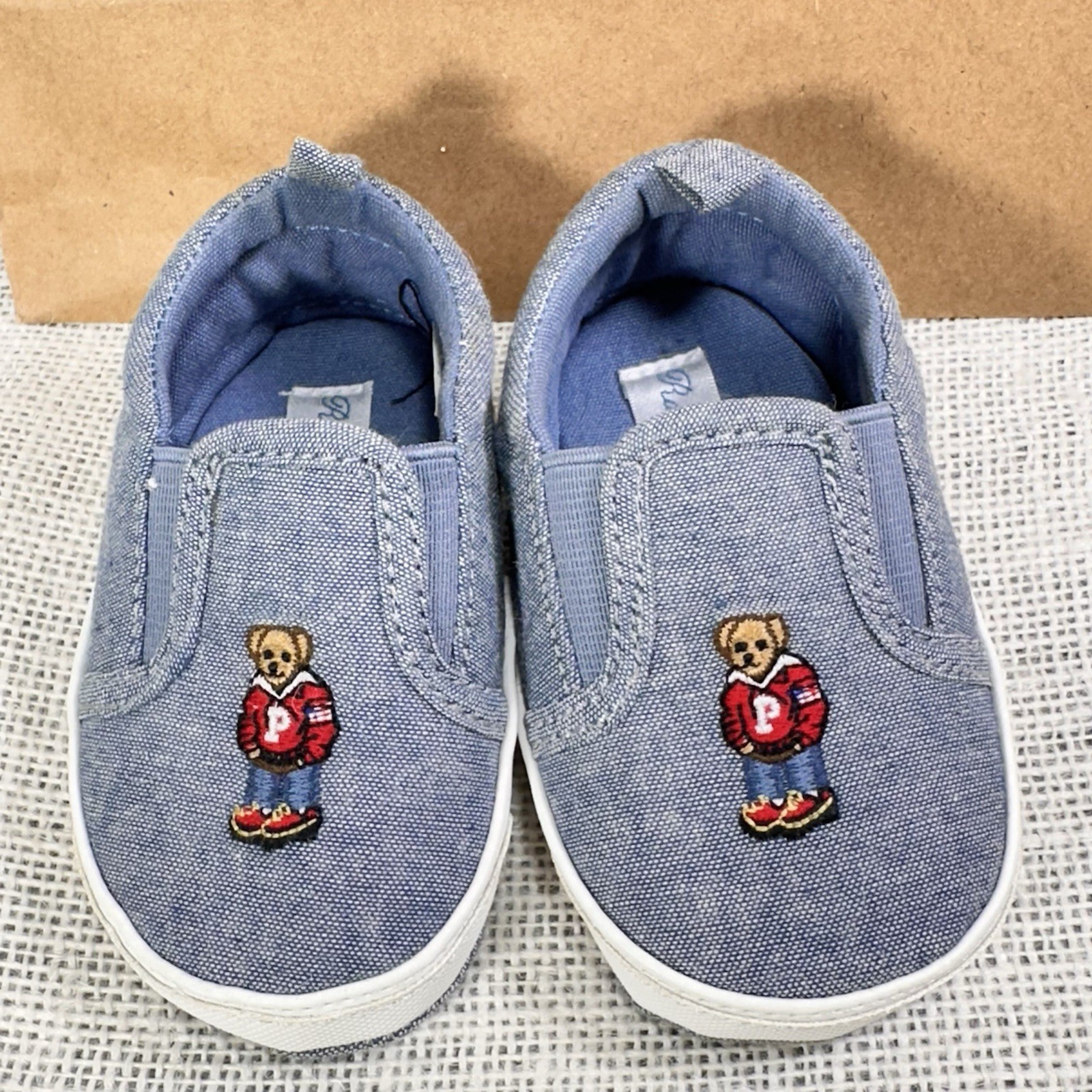 Blue Slip On Infant Size 3 Chambray Logo