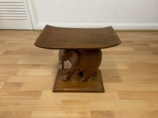 Stunning Vintage Hand Carved Wooden African Ashanti Elephant Stool Side Table