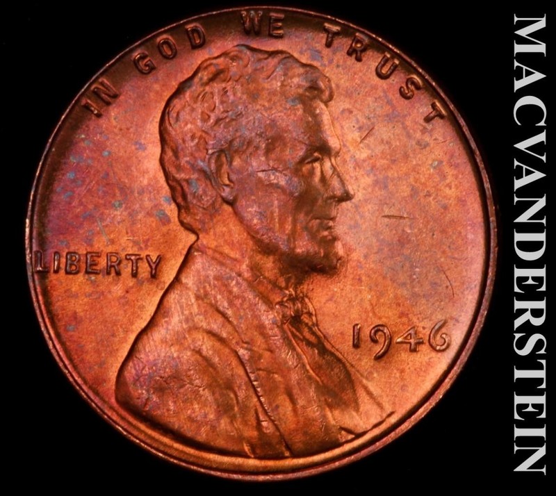 1946 Lincoln Wheat Cent - Choice Gem Brilliant Unc  Color  No Reserve  #L7215