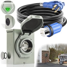 50 Amp Generator Cord and Power Inlet Box Pre-Drilled , 15FT Generator Cords...