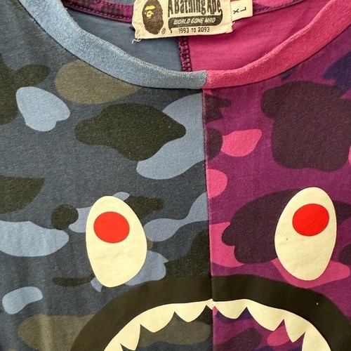 A Bathing Ape BAPE Tiburón Camiseta Azul Morado Niños XL - Imagen 7 de 7