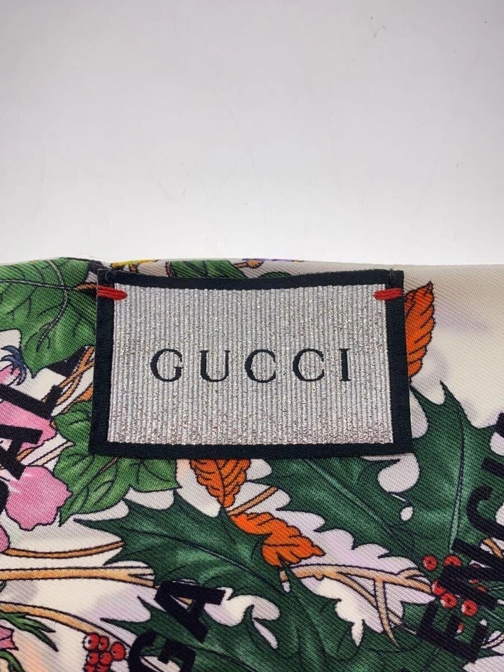 Bufanda de seda GUCCI/blanca/impresión floral/para mujer Foto 2 de 4