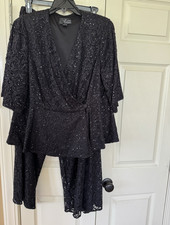 Alex Evenings Black Sequin Lace  Jacket & Wid...