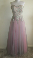 La Femme Metallic Lace & Tulle Sweetheart Formal Strapless Gown/Dress Size 4