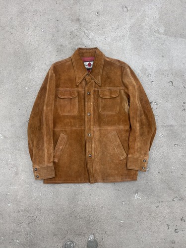 Vintage 70s Great Things Canada Brown Suede Leather Jacket Men's Size XL - Image 1