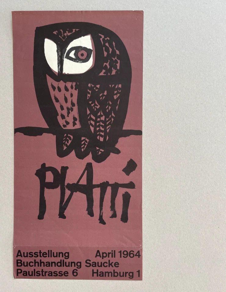 Plakat Poster Celestino Piatti - Ausstellung Hamburg 1964 Eule Schweiz Grafiker - Bild 1 von 1