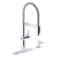 KOHLER Koi Pre-Rinse Pull-Down Kitchen Faucet, Deck-Mount, Polished Chrome
