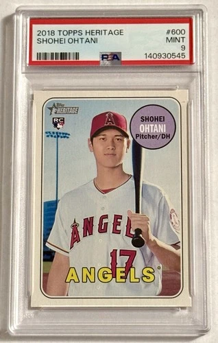 2018 Topps Heritage Shohei Ohtani Rookie #600 PSA 9 Mint Angels Dodgers
