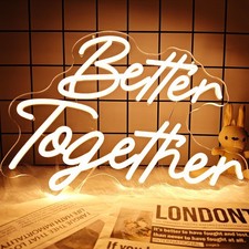 Better Together Neon Sign,Warm White Led Neon Light Signs, Art Wall Lights Decor
