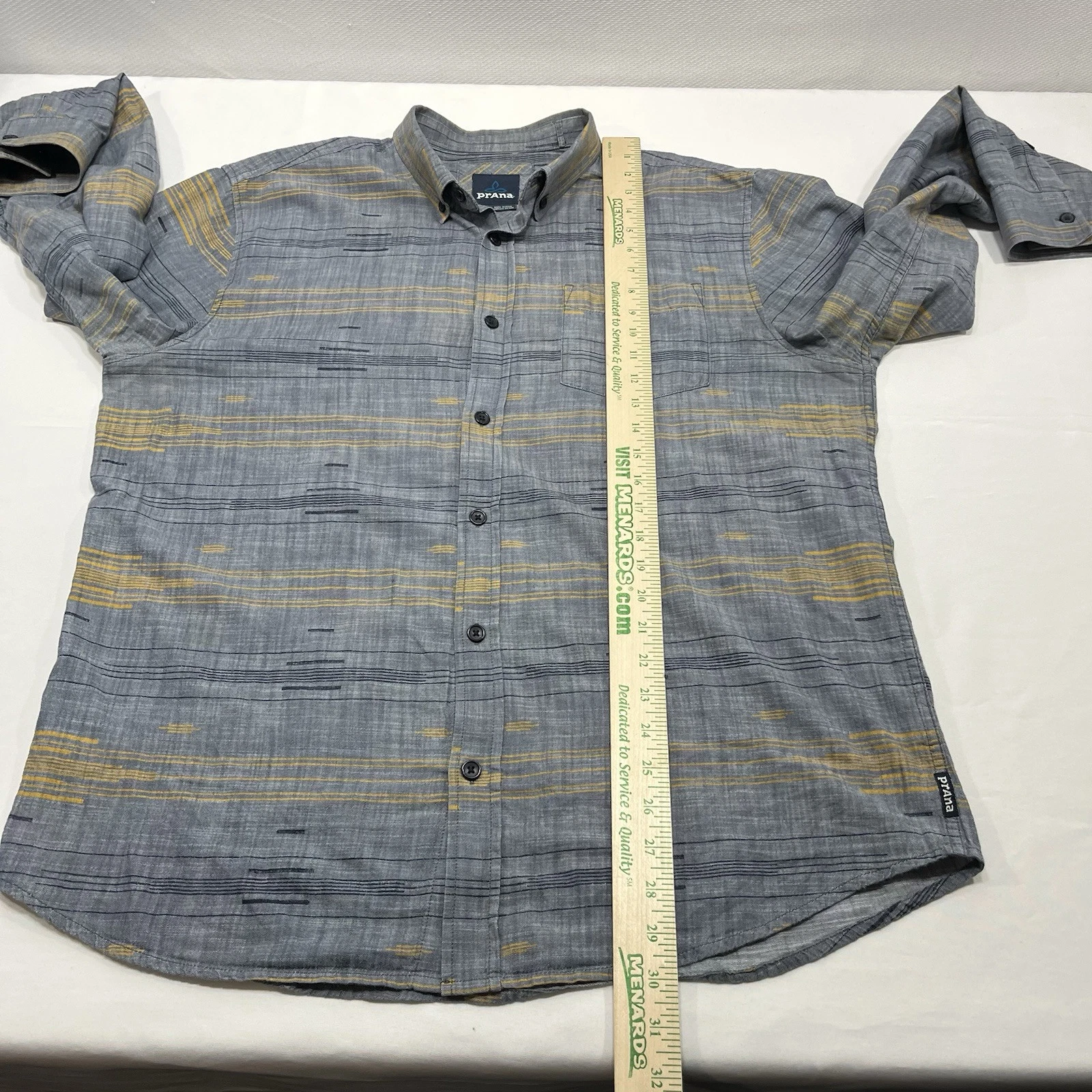 prana fit geometric print organic cotton button down shirt