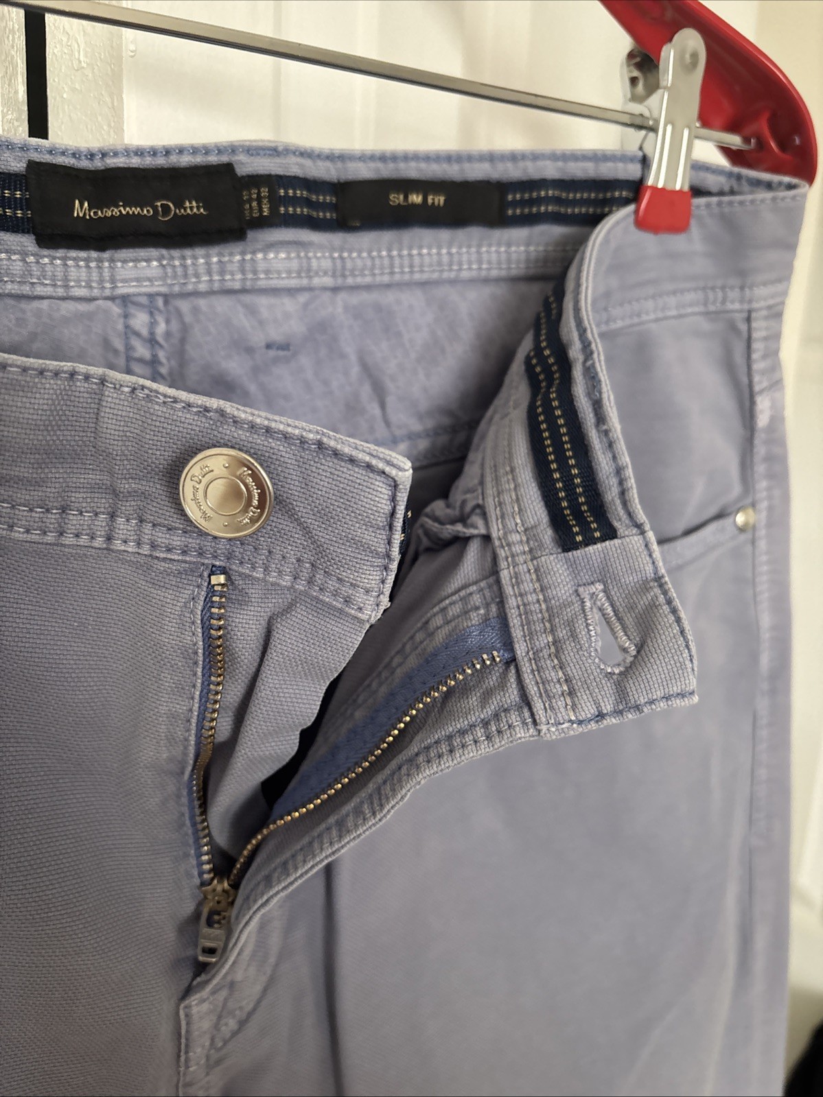 Massimo Dutti Men's Cotton 5 Pocket Pants Blue 32x30 Italian Fabric Slim Fit