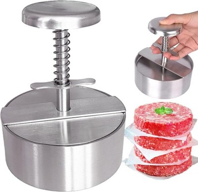 NOBER Burger Press Stainless Steel Hamburger Patty Maker Grill Griddle silver