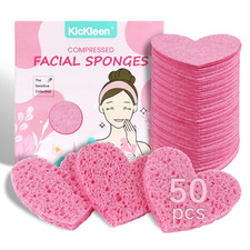 50-Count Compressed Cellulose Heart Shape Facial Sponges  Natural Cosmetic Spa
