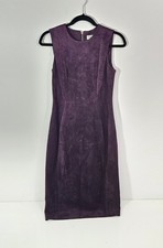 Purple Faux Suede Calvin Klein Sheath Dress Size 2 XS Knee Length Cocktail Work