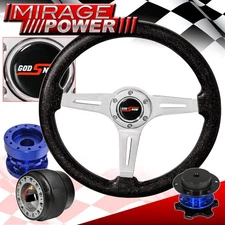 Blue Extender Metallic Black Steering Wheel Blue Quick Release For 90-93 Accord