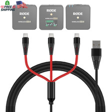3-In-1 USB C Cable Replacement for Rode Wireless Go II Microphone System, Nylon