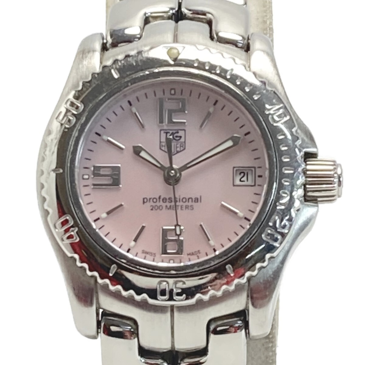 Tag Heuer Link Date Wt141F Pink Shell Womens Watch Slight Scratches