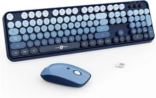 Wireless Keyboard & Mouse/2.4GHz Retro Typewriter Keyboard/Blue Gradient