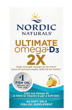 Nordic Naturals Ultimate Omega 2X - Vitamin D3, 60 Ct, Exp. 06/2028 