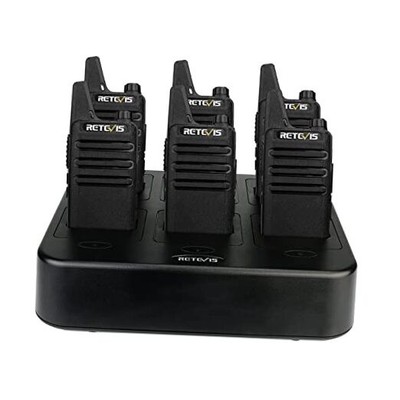  RT22 Walkie Talkies Rechargeable Hands Free 2 with 6 Way Multi Unit Charger