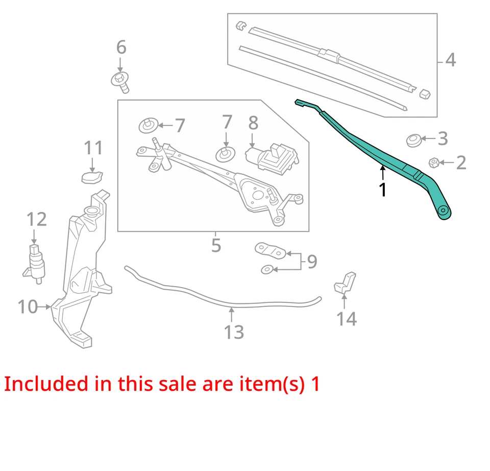 Brazo limpiaparabrisas delantero derecho y derecho ACURA RDX 2019-2025 con juego de cuchillas OEM Foto 4 de 4