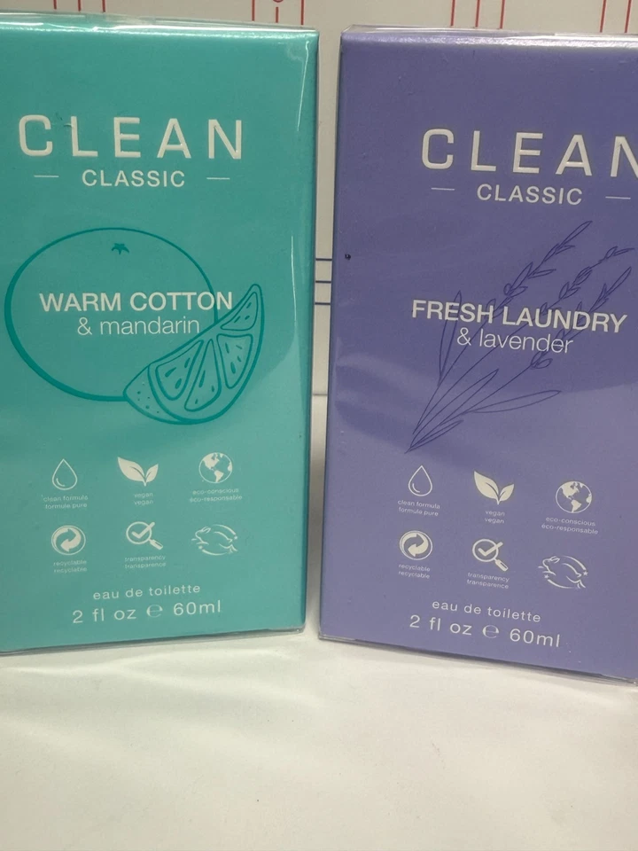 LAVANDERÍA FRESCA CLÁSICA LIMPIA o ALGODÓN CALIENTE EAU DE TOILETTE 2 FL OZ. VEGANO NUEVO EN CAJA Foto 2 de 4