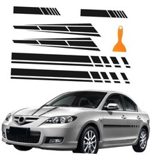 6PCS Car Hood Stickers, Racing Sport Vinyl Body Side Stripe Decal, Black