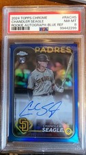 2024 Topps Chrome Chandler Seagle RC Auto Blue Refractor /150 PSA 8 Padres