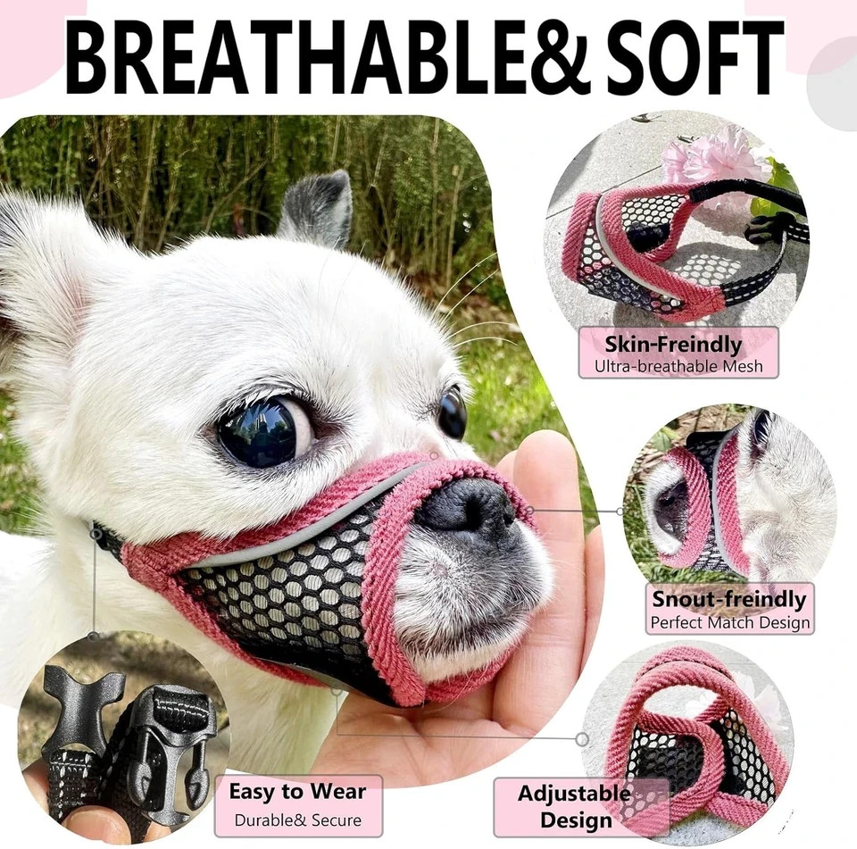 Dog Muzzle, Soft Mesh Muzzles for Small Dogs, Chihuahua Shih Tzu